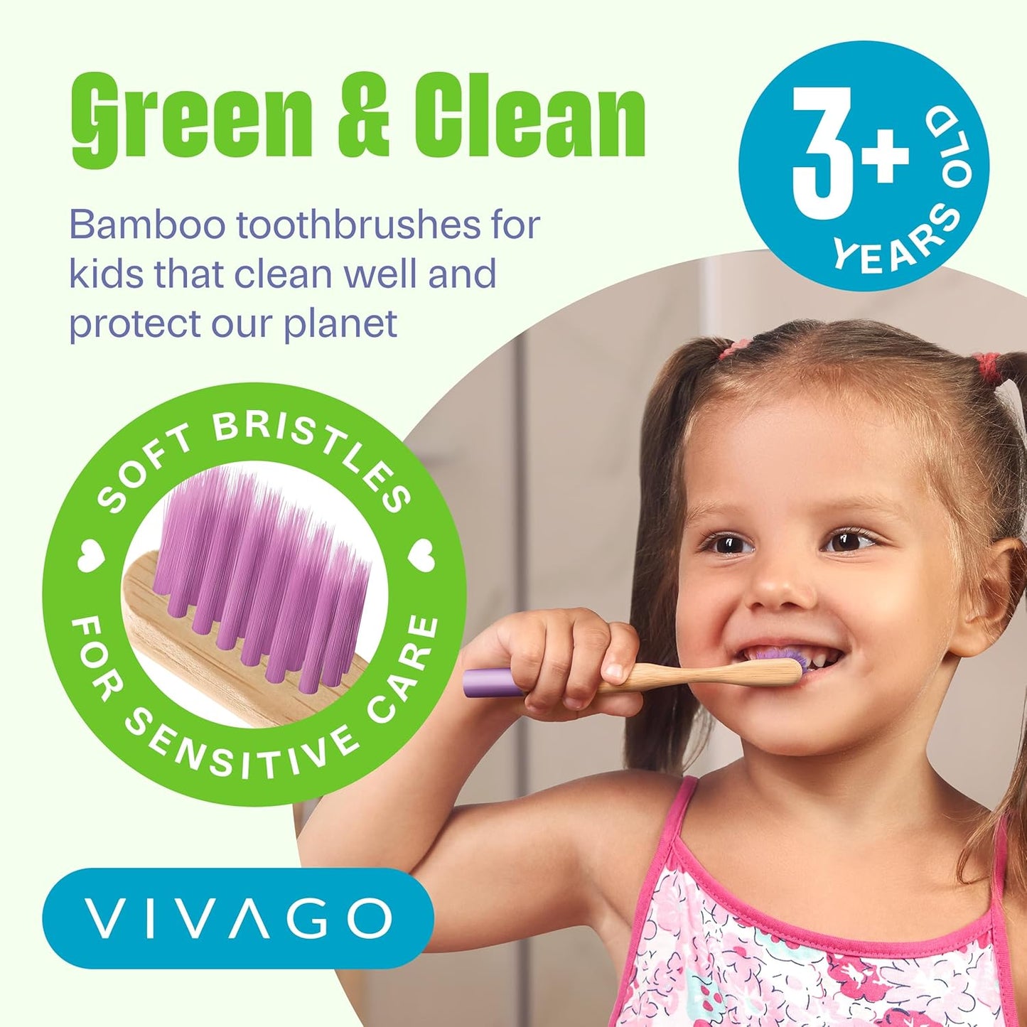 Kids Bamboo Toothbrushes 6 Pack - BPA Free Soft Bristles Toothbrushes for Kids - Children Toothbrush Set