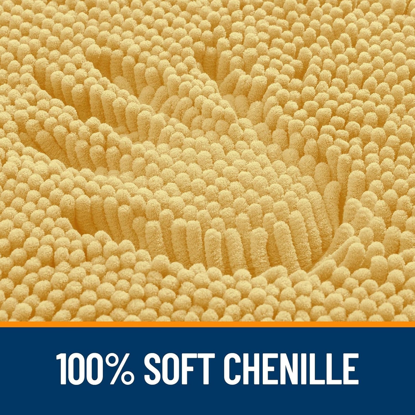 OLANLY Bathroom Rugs 59x24, Extra Soft Absorbent Chenille Bath Rugs, Rubber Backing Quick Dry, Machine Washable Bath Mats for Bathroom Floor, Tub and Shower, Home Decor Accessories, Yellow