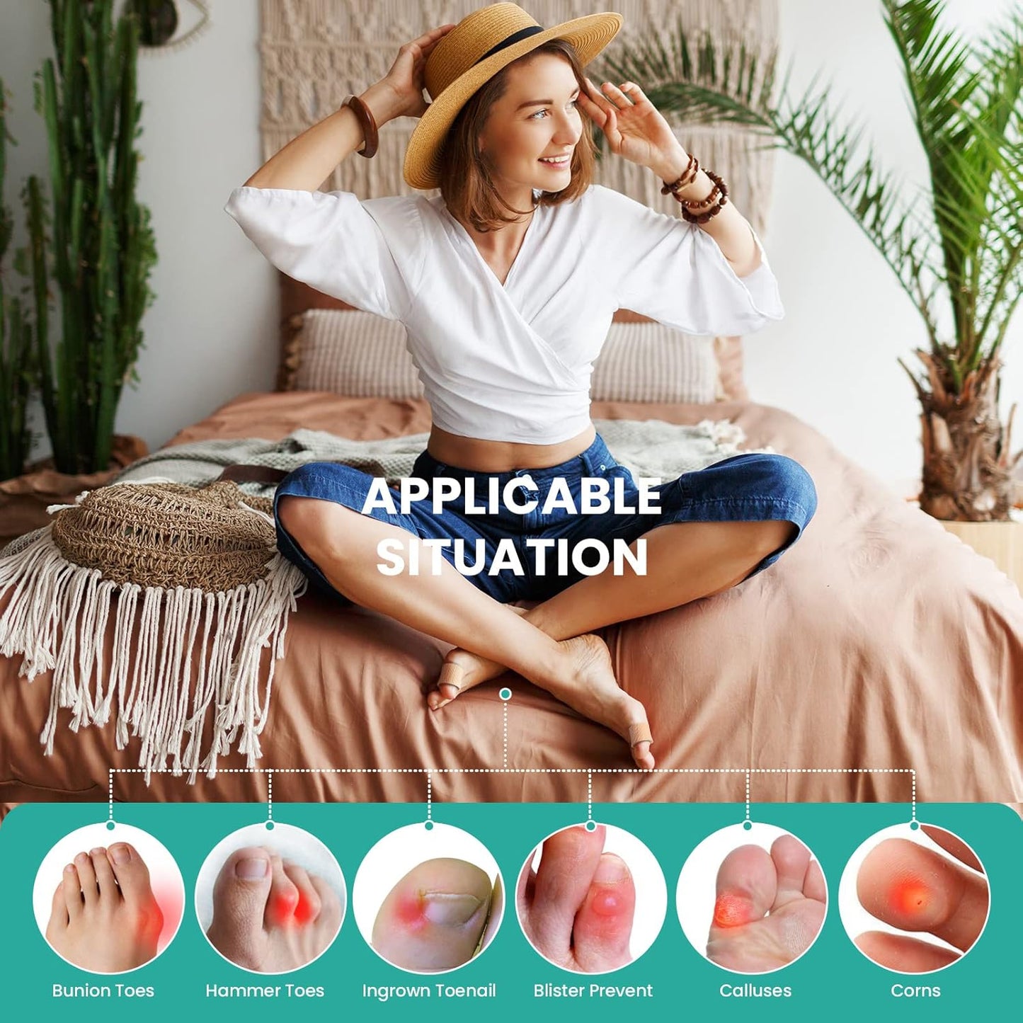 Welnove Cuttable Toe Tubes Sleeves - 6 Pack Toe Protectors for Corns, Calluses, Blisters - Fabric & Breathable Gel Lining Toe Sleeve Protectors Relief Toe Pressure Pain