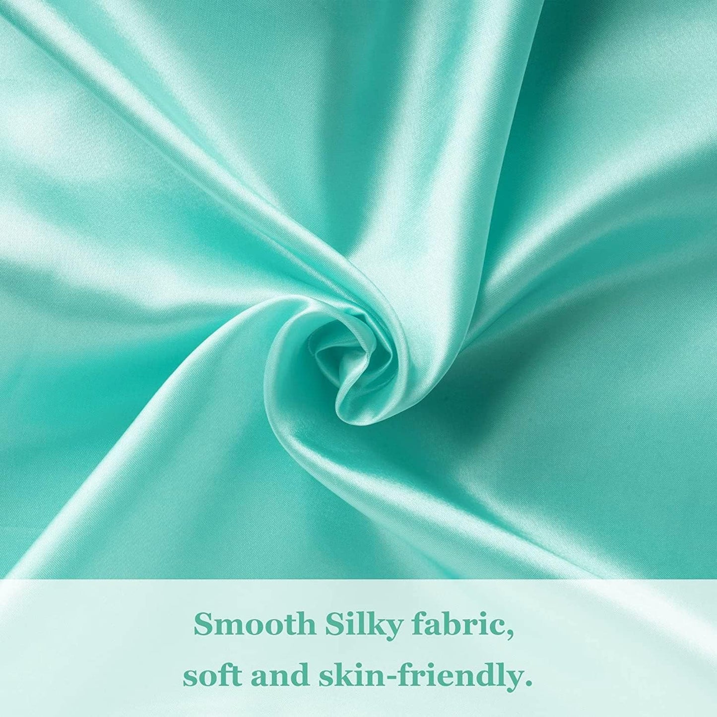 Juwenin Bedding,Super Soft and Luxury Silky Satin Pillowcase with Zipper (Silky Satin Pillow Case for Hair) Set of 2 (Aqua, King(20''x36'))