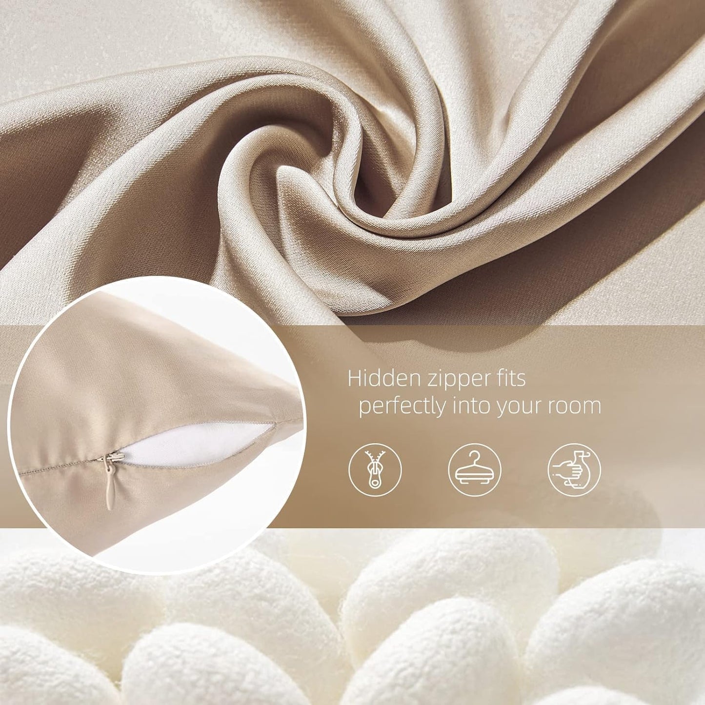 Silk Body Pillow Cover Pillow Pillowcase for Body Pillow Soft Pillow Covers Pillow Case Mulberry Silk Pillowcase for Sleep(Champagne,20"X 54",1pc)