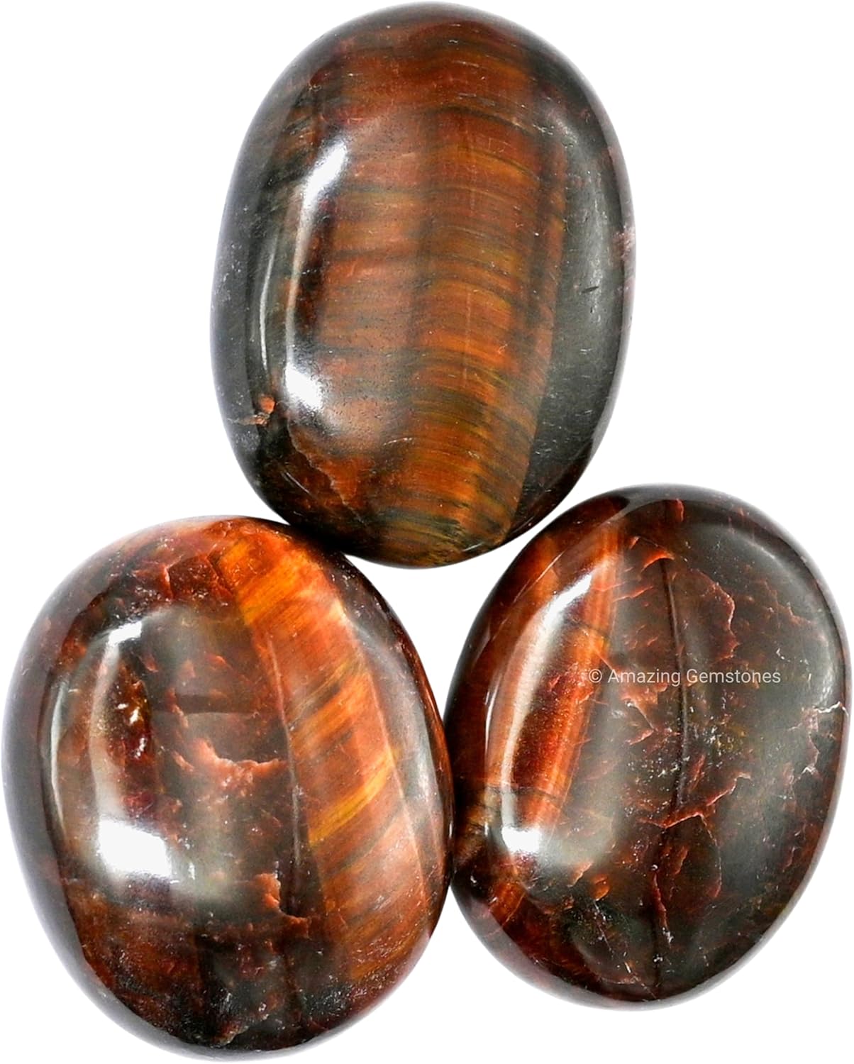 Amazing Gemstone Red Tiger Eye Crystals and Healing Stones - Large Palm Stone Crystals Piedra - Crystal for Good Luck, Balanced Positive Energy, Meditation - Unique Stocking Stuffers, Gifts for Women