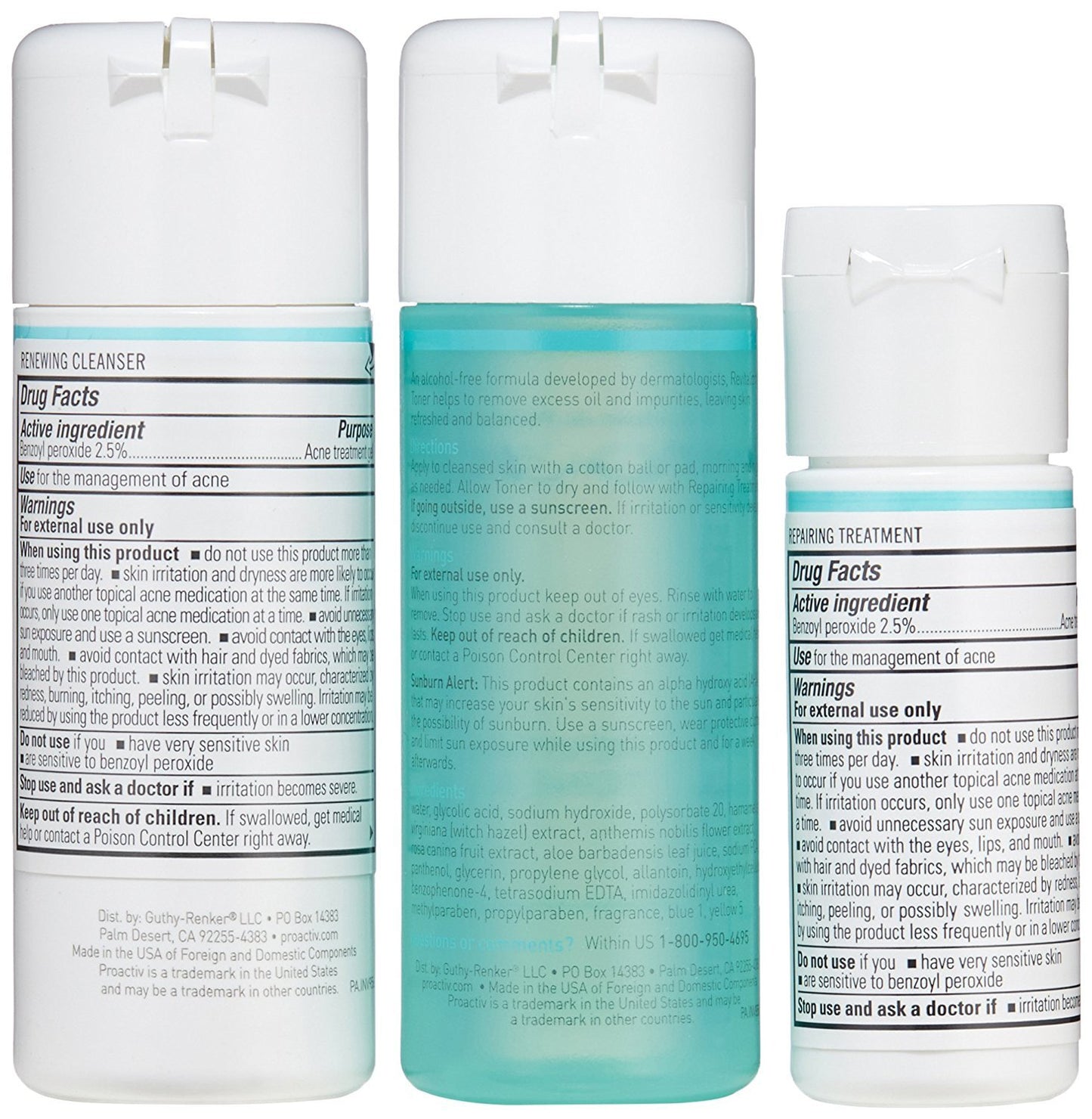 Proactiv 3 Step Acne Treatment - Benzoyl Peroxide Face Wash, Repairing Acne Spot Treatment for Face and Body, Exfoliating Toner - 30 Day Complete Acne Skin Care Kit