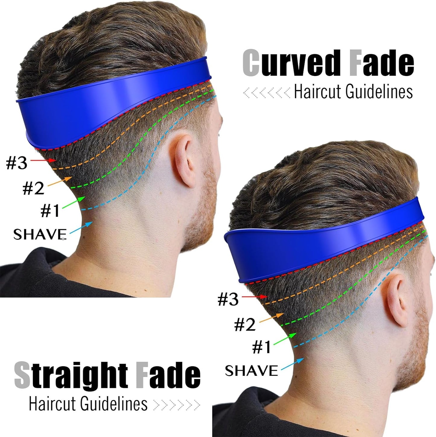 Neckline Shaving Template and Adjustable Hair Trimming Guide,DIY Self Haircutting System, Shaving and Keeping a Clean and Straight Neck Hairline,Easy Use Tool Soft Portable(Blue)