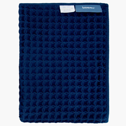 Luxury Japanese Cotton Waffle Bath Towel | Plush, Absorbent, and Quick Dry (Ocean Blue, Hand Towel, 32" x 16")