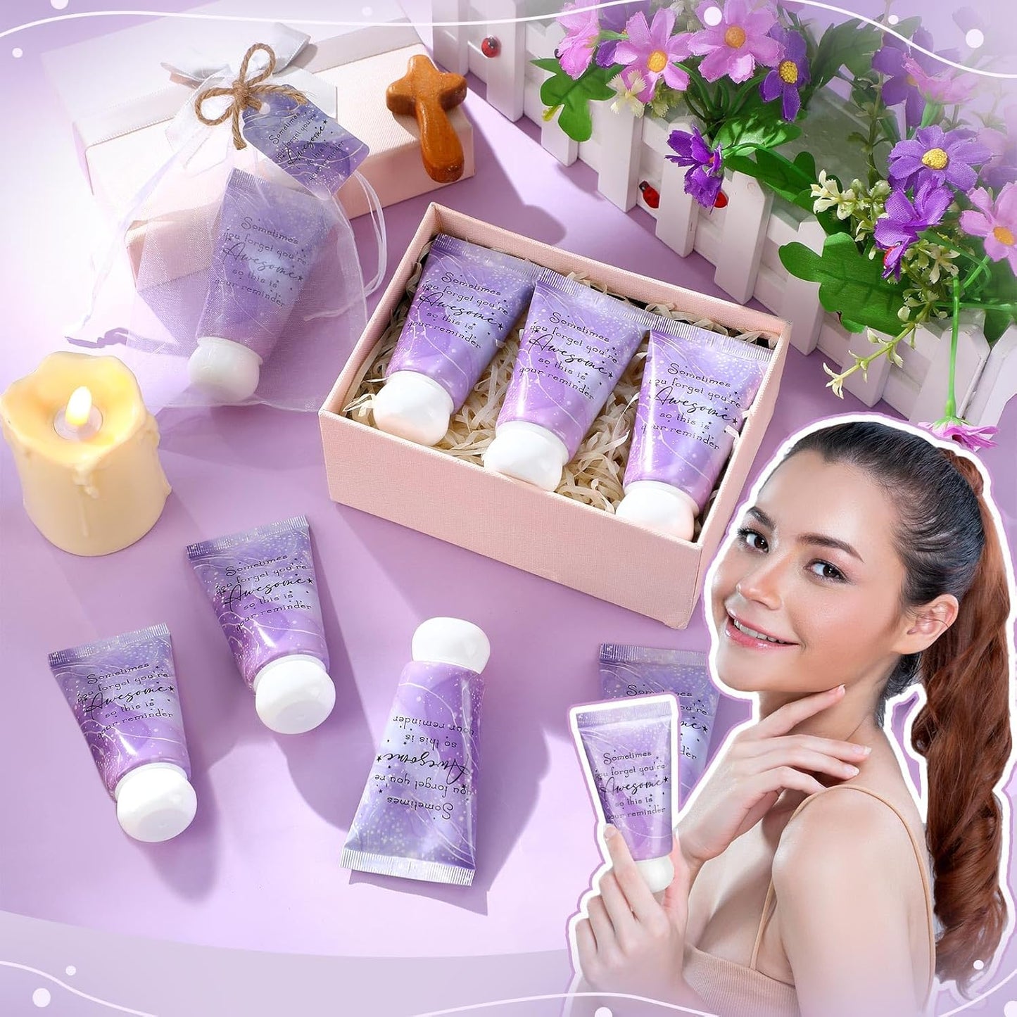 48 Sets Hand Mini Lotion Bulk Employee Appreciation Gifts Travel Size Hand Cream Bulk Inspirational Thank You Team Gifts for Birthday Christmas Teachers Coworkers Office Staff(Marble)