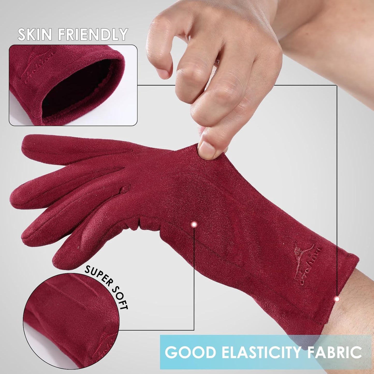 Achiou Women Winter Touchscreen Gloves Soft Comfortable Thermal Elastic Stretch Texting Glove for Traveling, Cycling, Running