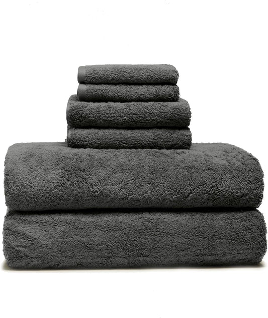 Italic Ultraplush Luxe 6 Piece Towel Set – 2 Bath Sheets, 2 Hand Towels, 2 Washcloths – 800GSM Soft, Highly Absorbent & Quick Drying, Resort Grade 100% Australian Cotton Towels (Charcoal)