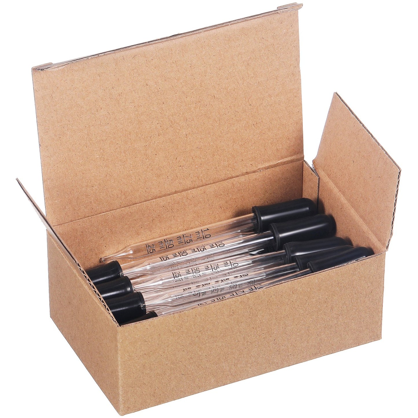 TecUnite Glass Liquid Droppers, 1 ml Essential Oil Dropper Pipette Calibrated Glass Stain Dropper for Essential Oil Makeup Art Liquid Plant with Kraft Boxes(30)