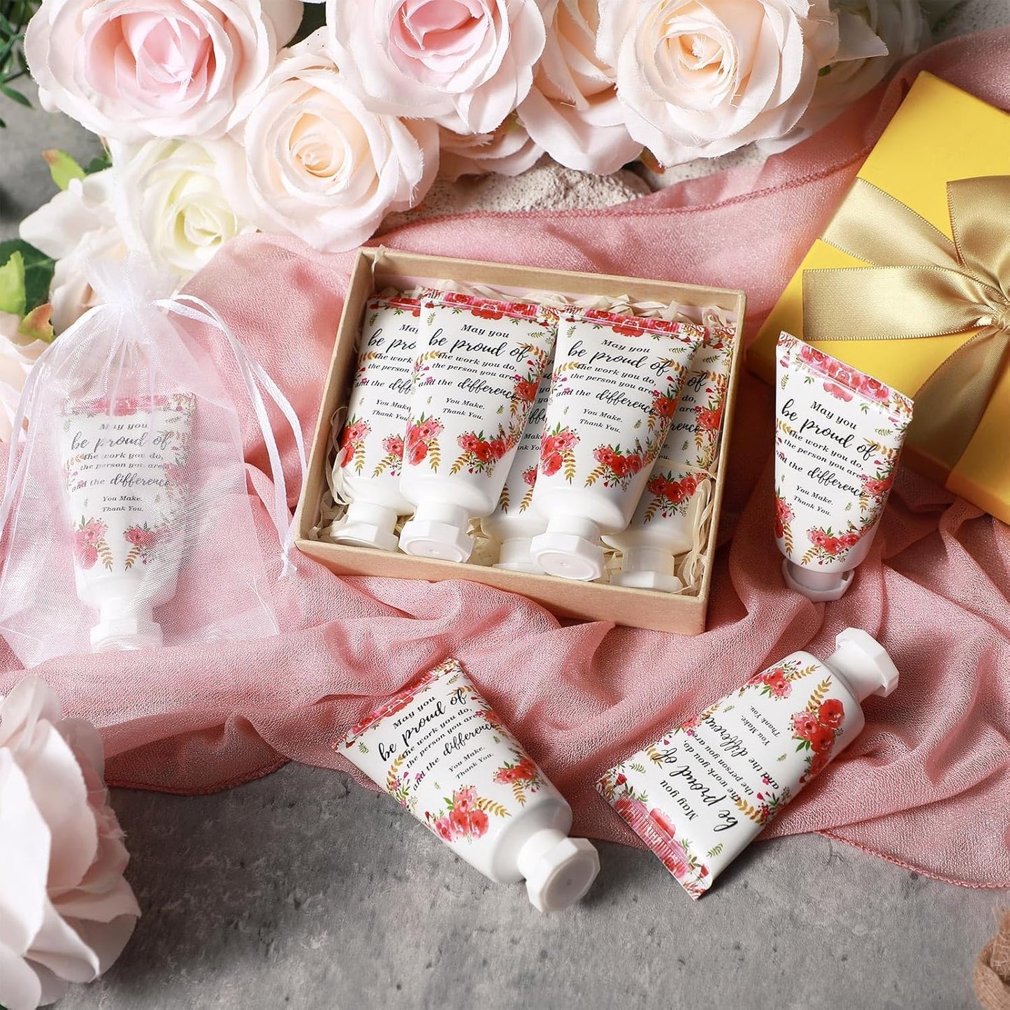 48 Sets Hand Mini Lotion Bulk Employee Appreciation Gifts Travel Size Hand Cream Bulk Inspirational Thank You Team Gifts for Birthday Christmas Teachers Coworkers Office Staff(Floral)