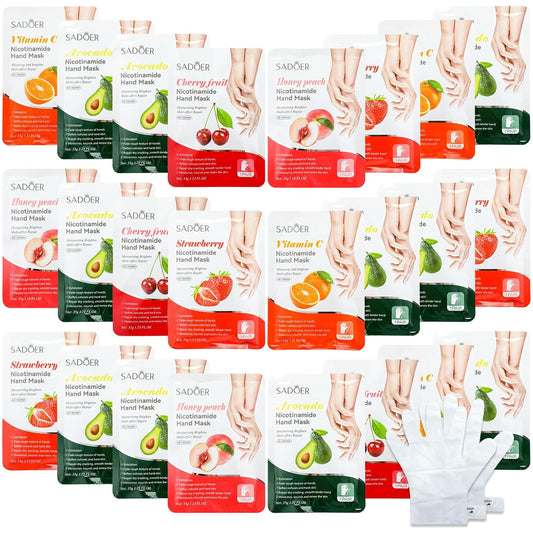 24 Pcs Fruits Beauty Hand Mask Bulk Hydrating Hand Moisturizing Gloves Treatment Mask for Spa Kit Sleeping Skincare Gift Beauty Kits for Women