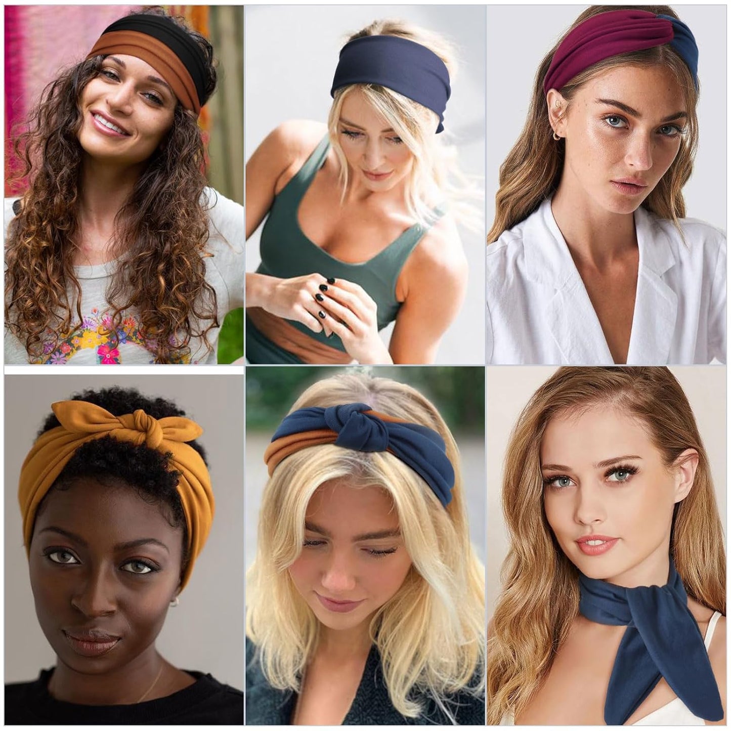 DRESHOW 8 Pack Adjustable Knotted Headbands Non Slip Elastic Yoga Hair Bands Solid Colors Headbands for Women and Girls