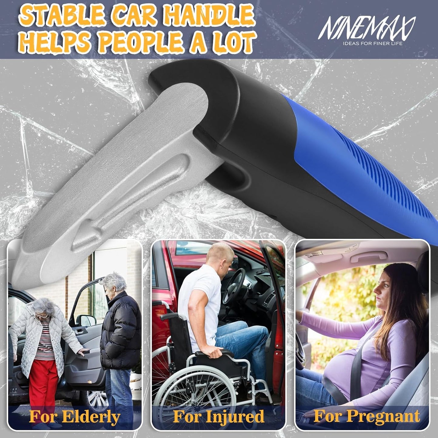 Car Door Handle for Elderly Car Handle Assist Support, Auto Grab Handles, Portable 3 in 1 Car Door Cane for Seniors, Handicap (1 pc)