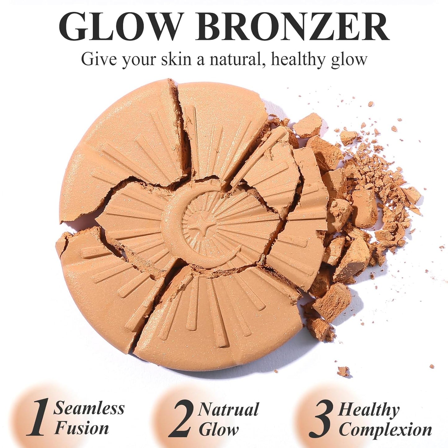 UCANBE Glow Bronzer, Long-Lasting Baked Shimmer Bronzing Powder - 01 Bronzer, Lightweight & Buildable Warm Satin Finish, Luminous Contour for Face, Cheeks and Body