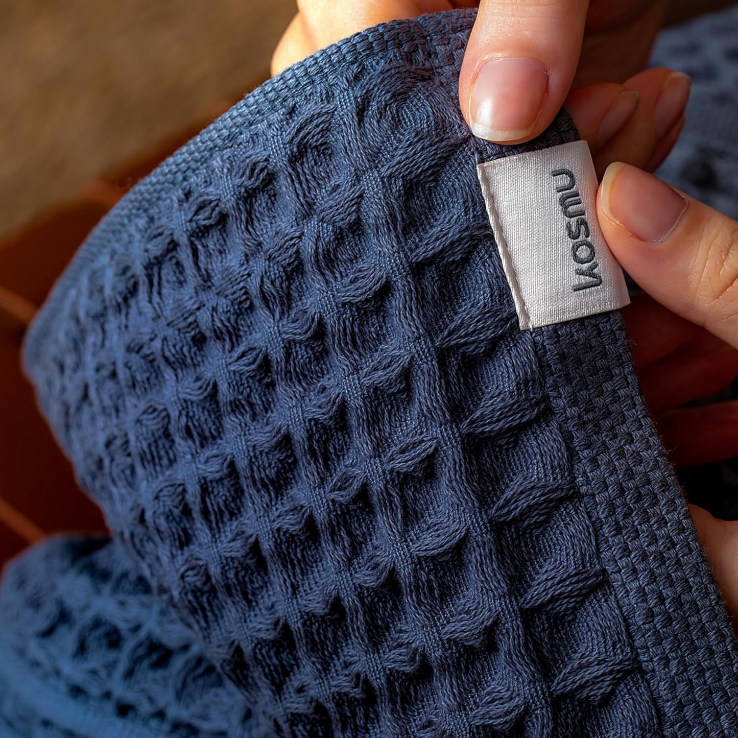 Luxury Japanese Cotton Waffle Bath Towel | Plush, Absorbent, and Quick Dry | Free Storage Bag Included (Ocean Blue, Bath Towel (55" x 34"))