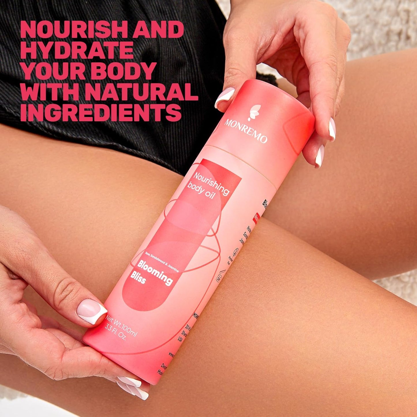 Nourishing Body Oil | Hydrating Squalane, Sweet Almond, Rose, Sandalwood & Jasmine Extracts, Apricot Kernel, Safflower & Castor Oils, Fast-Absorbing Moisturizer for Dry Skin, After Shower Care