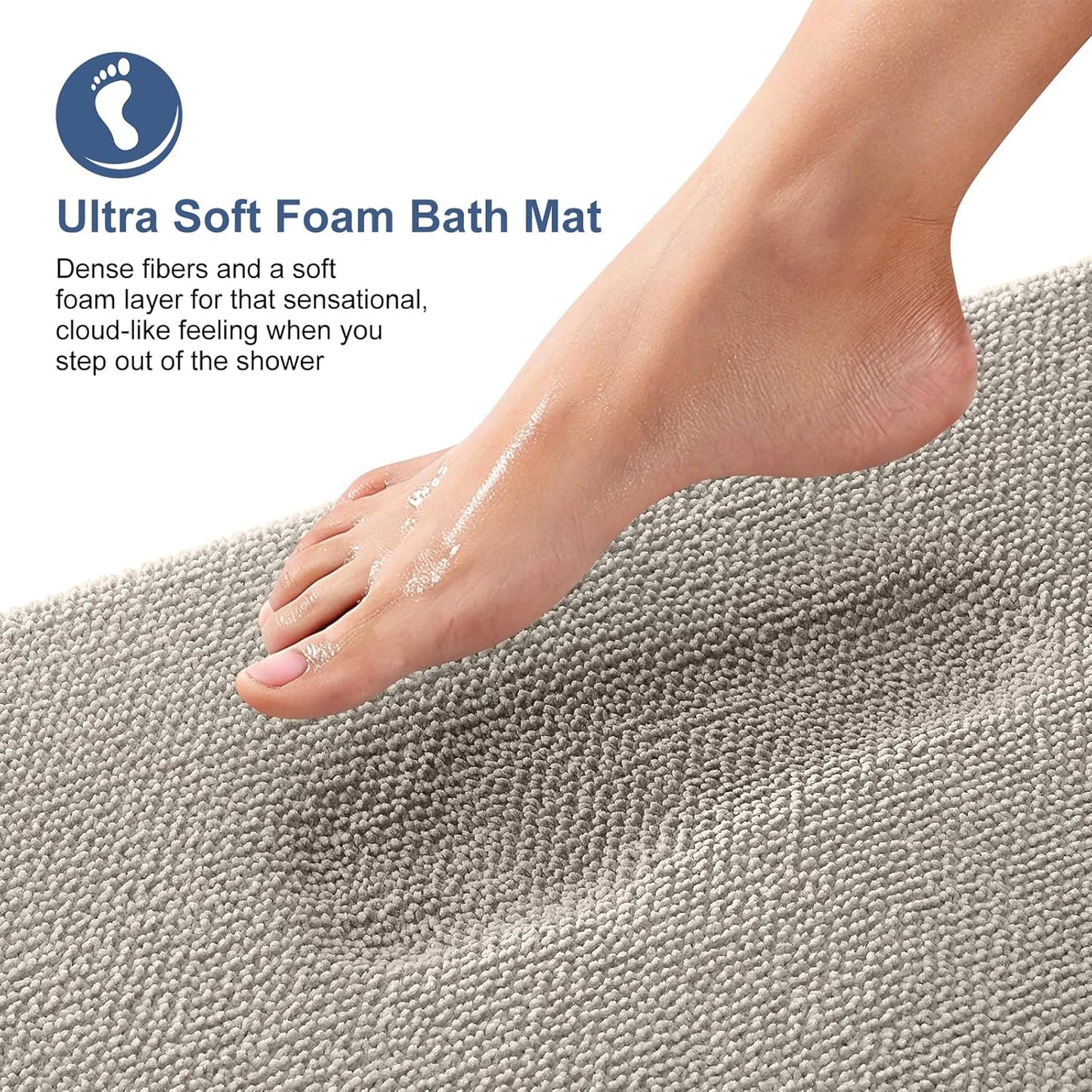 OLANLY Thick Memory Foam Bath Mat Rug 30x20, Extra Soft Absorbent Bathroom Rug, Quick Dry Bath Mats, Non-Slip, Machine Washable Carpet for Bathroom, Tub and Shower, Home Decor Accessories, Warm Taupe