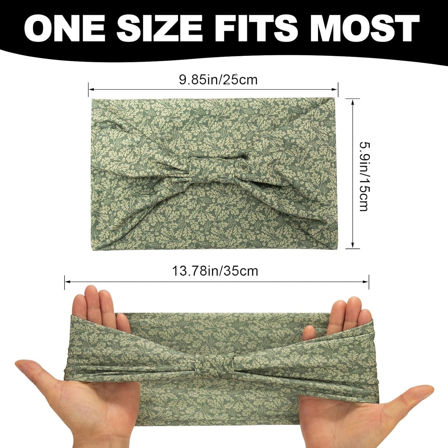 Cobahom 6Pcs Wide Headbands for Women Non Slip Soft Fabric Hair Wrap Boho Head Bands Elastic Sport Hair Bands for Workout Yoga Running (Leaf Pattern)