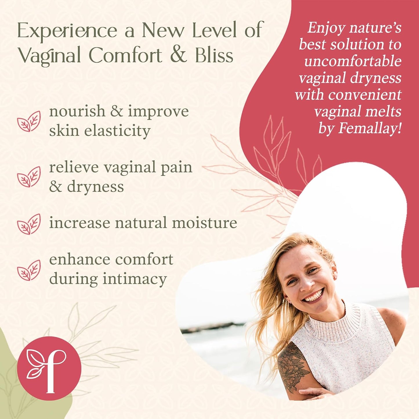Femallay Organic Vitamin E Vaginal Moisturizing Suppository Melts - 3 Pack - Relief for Menopause Dryness & Irritation - 14 Count + Applicator