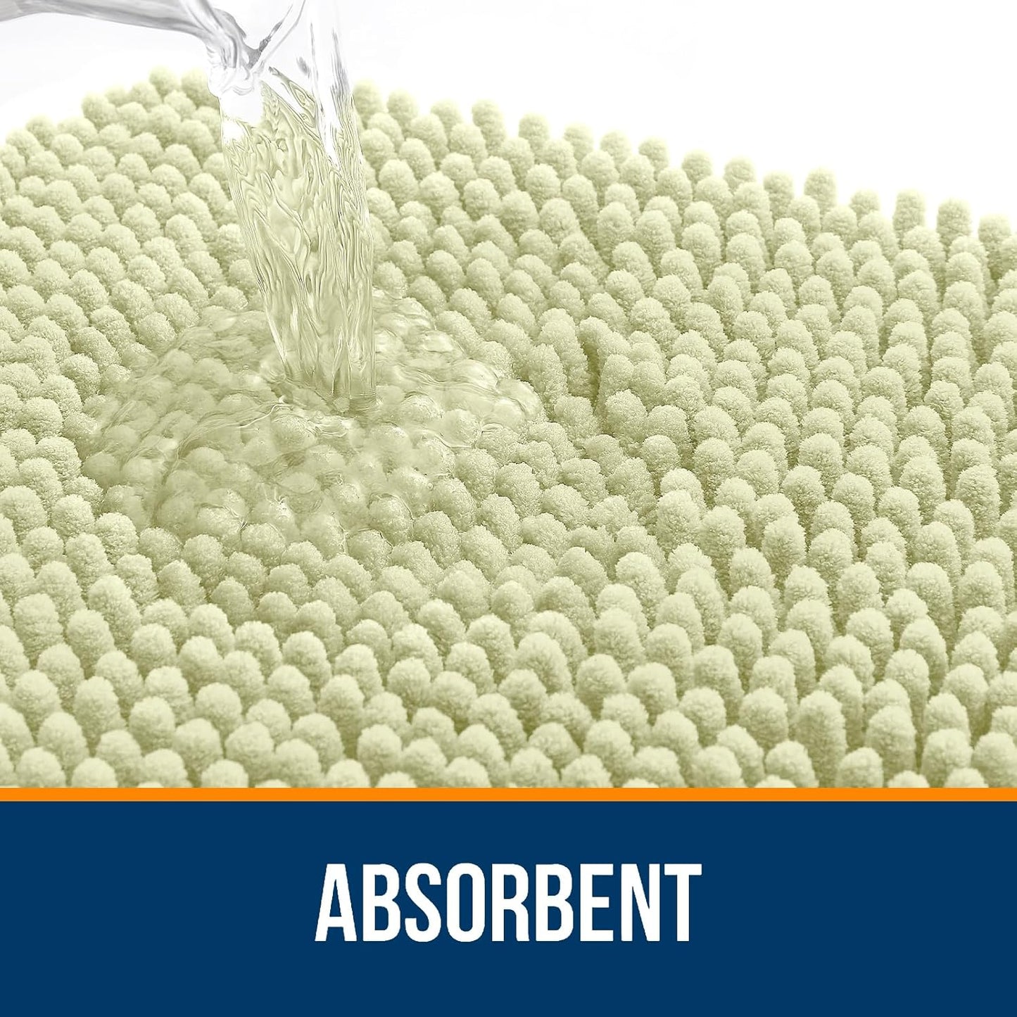 OLANLY Bathroom Rugs 44x24, Extra Soft Absorbent Chenille Bath Rugs, Rubber Backing Quick Dry, Machine Washable Bath Mats for Bathroom Floor, Tub and Shower, Home Decor Accessories, Vanilla