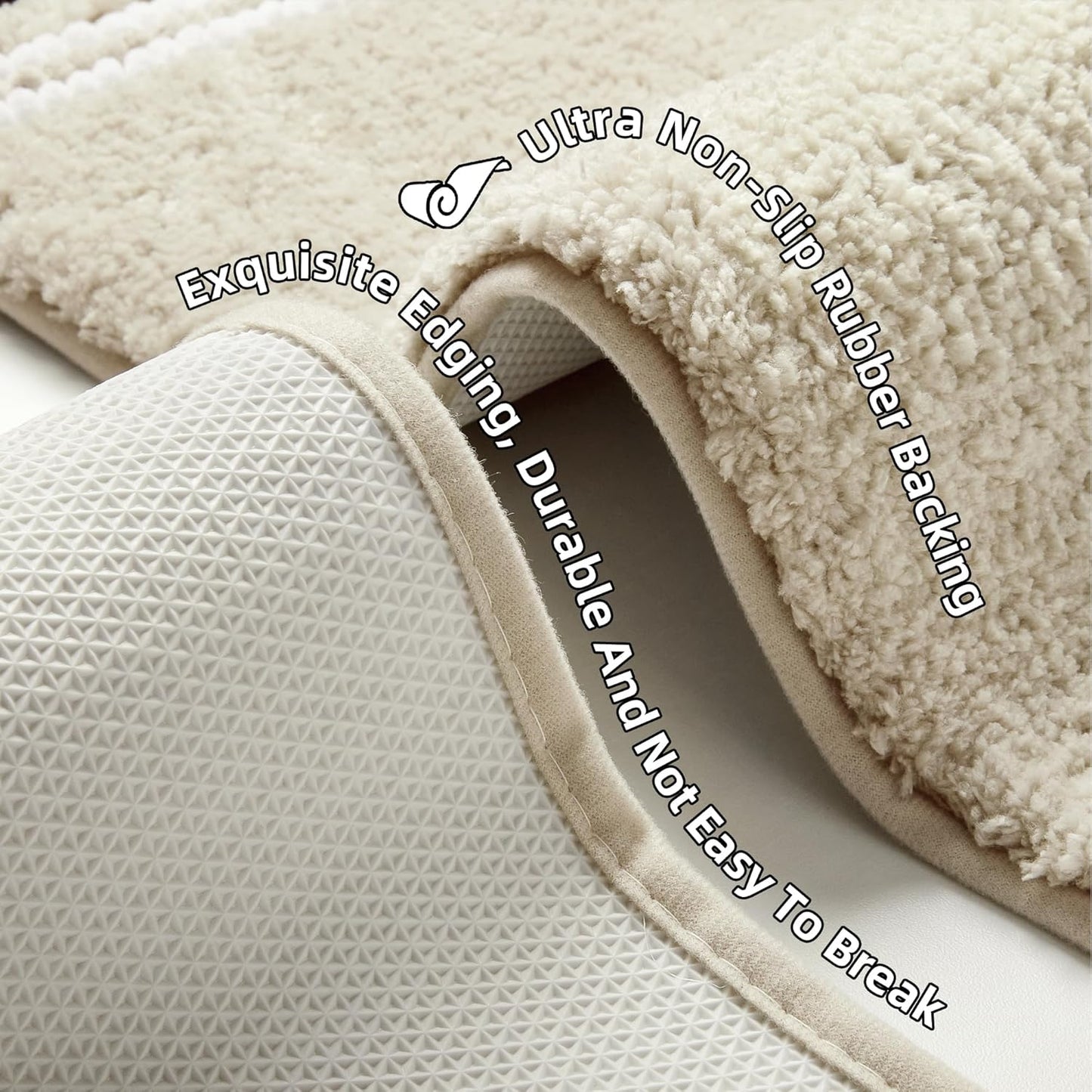 Bathroom Rugs 17x24 Extra Soft Absorbent Bath Mat Chenille Non Slip Shower Mat Rubber Backing Machine Washable Bath Mats for Bathroom Shaggy Khaki Bath Rugs for Tub, Hallway