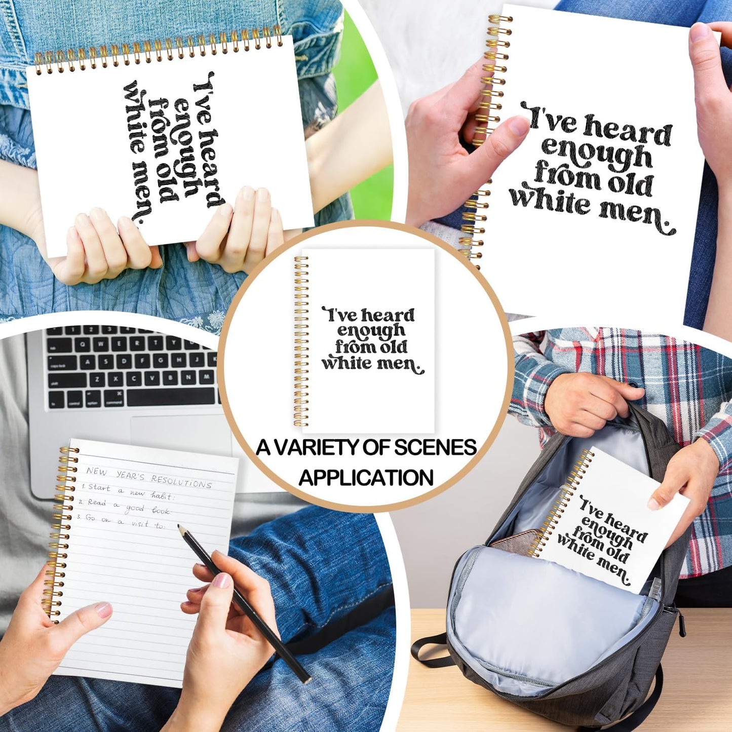 Funny Political Feminist Spiral Journal Notebook 5.5x8.3in, Women Empowerment Gifts Journal, Feminist Gifts Notebooks for Note Taking, I've Heard Enough From Old White Men Hardcover Notebook