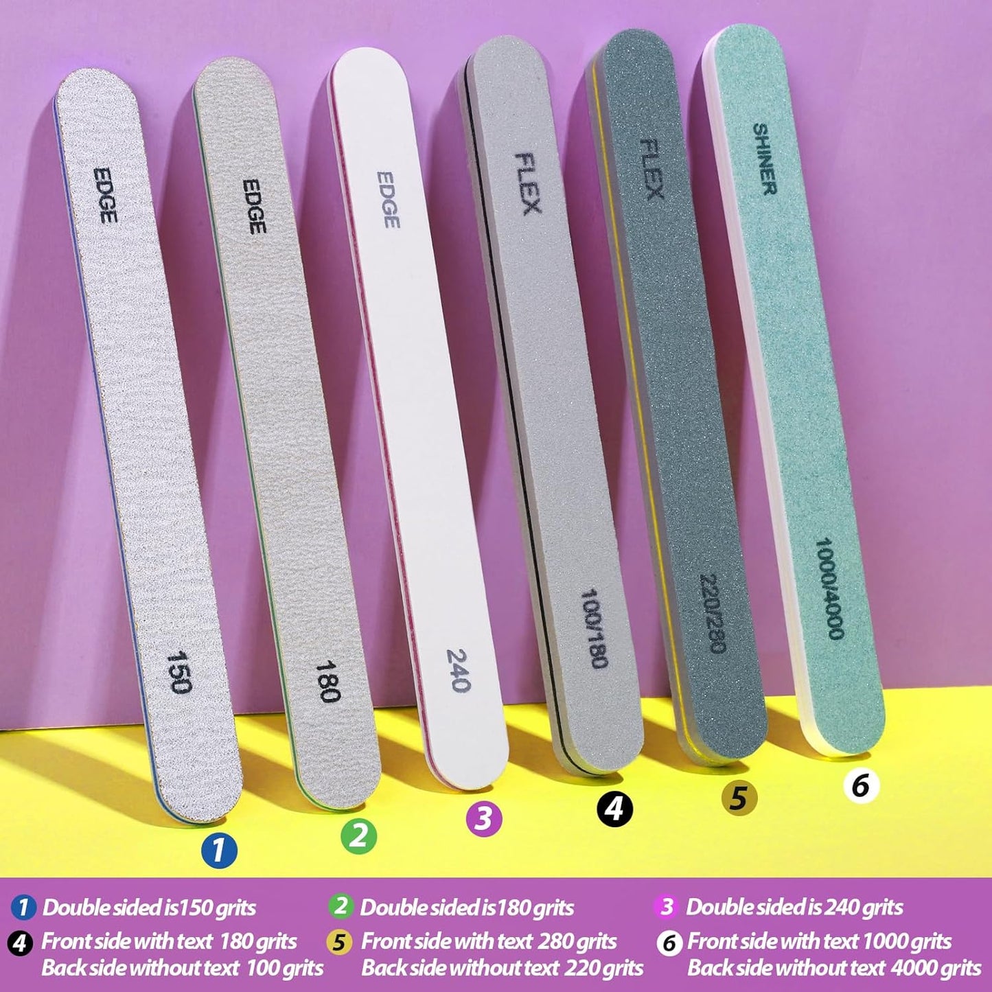 Teenitor Nail Buffer and Shine Kit, 12pcs Nail Files 100/180 Emery Boards for Natural Nails, Finger Nail File and Buffer Set for Nails, Nail Filer 240 Grit Nail File Buffing Block for Women