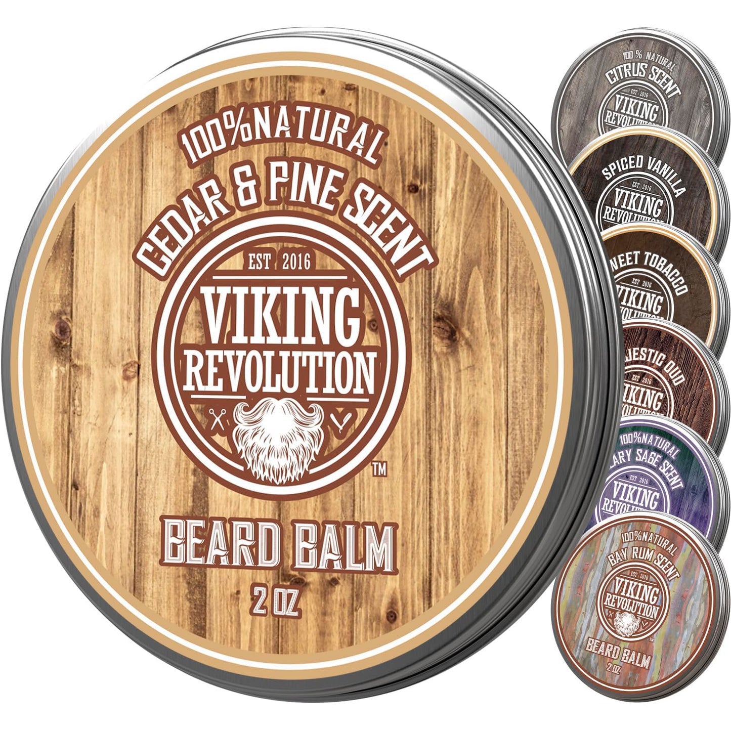 Viking Revolution Cedar & Pine Beard Balm - Butter with Argan Oil, Softener & Moisturizer for Men - Wax for Beards (2oz, 1 Pack)
