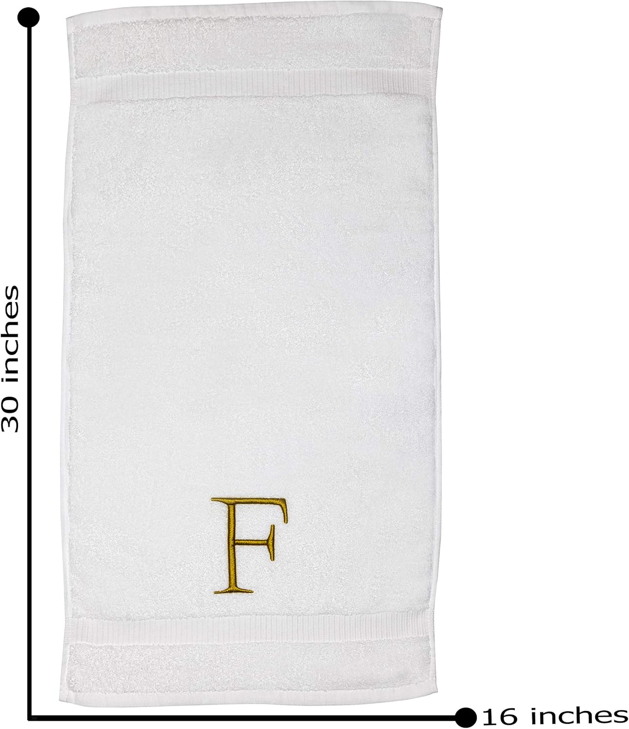 Monogrammed Hand Towels for Bathroom - Luxury Hotel Quality Personalized Initial Decorative Embroidered Bath Towel for Powder Room, Spa - GOTS Organic Certified - Set of 2 Gold Letter F