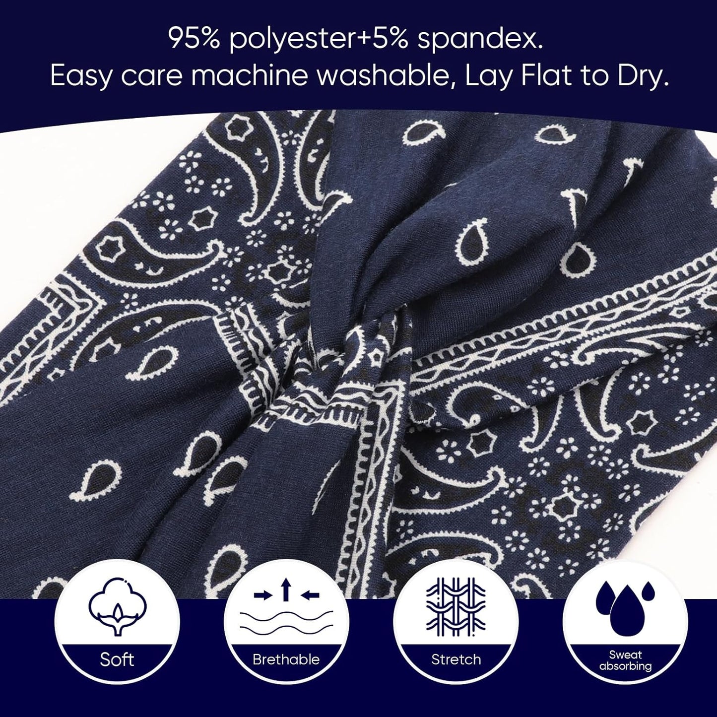 DRESHOW 4 Pack Turban Headbands for Women Wide Vintage Head Wraps Knotted Cute Hair Band Accessories