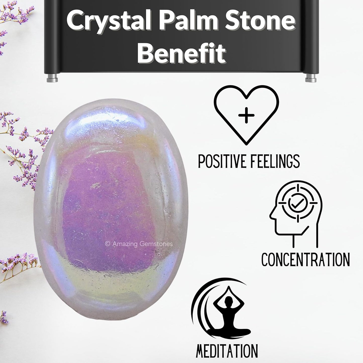 Amazing Gemstone Angel Aura Quartz Crystals and Healing Stones - Large Palm Stone Crystals Piedra - Crystal for Good Luck, Positive Energy, Meditation - Unique Stocking Stuffers, Gifts for Women, Men