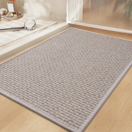 RESARE Non Slip Bath Mat - Machine Washable Bathroom Rugs, Super Absorbent Bath Mat Quick Dry Bathroom Mat, Bath Rugs Ultra Soft Rugs for Bathroom Floor, 20"x32" Light Grey