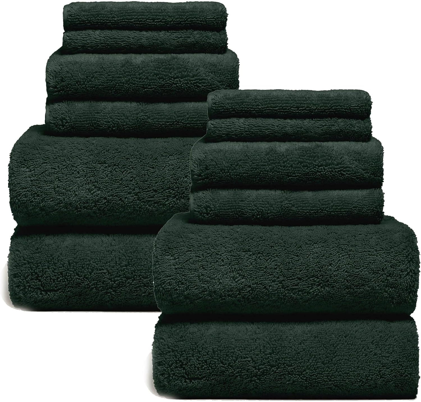 Italic Ultraplush 12-Piece Family Towel Set – Luxury Bath Towels, Hand Towels & Washcloths – Plush, Quick Dry, 800GSM 100% Australian Cotton for Bathroom & Spa - White & Blue (Deep Forest)