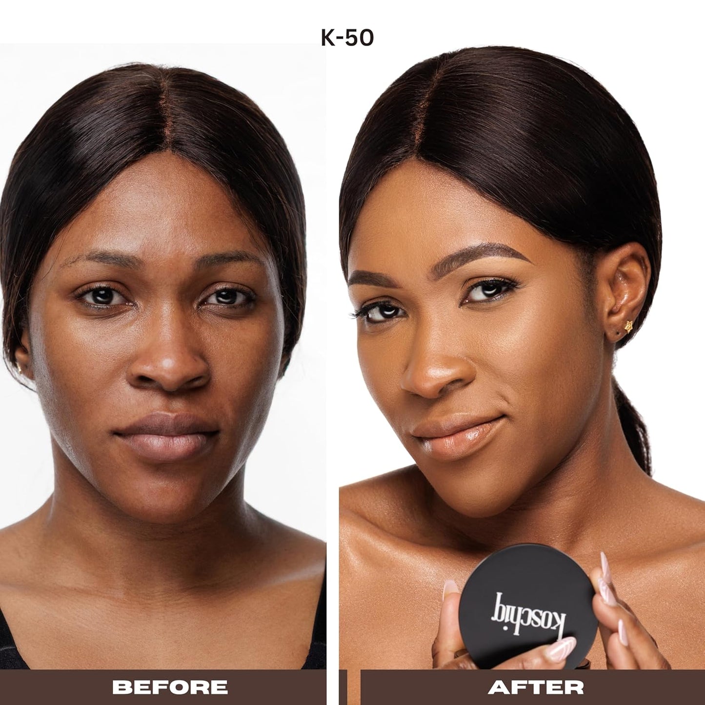 Koschiq Soft Matte Powder + Foundation – 2-in-1 Compact with Oil Control & Blurring Effect | Longwear, Buildable Matte Finish | K-50. Medium with warm neutral undertone