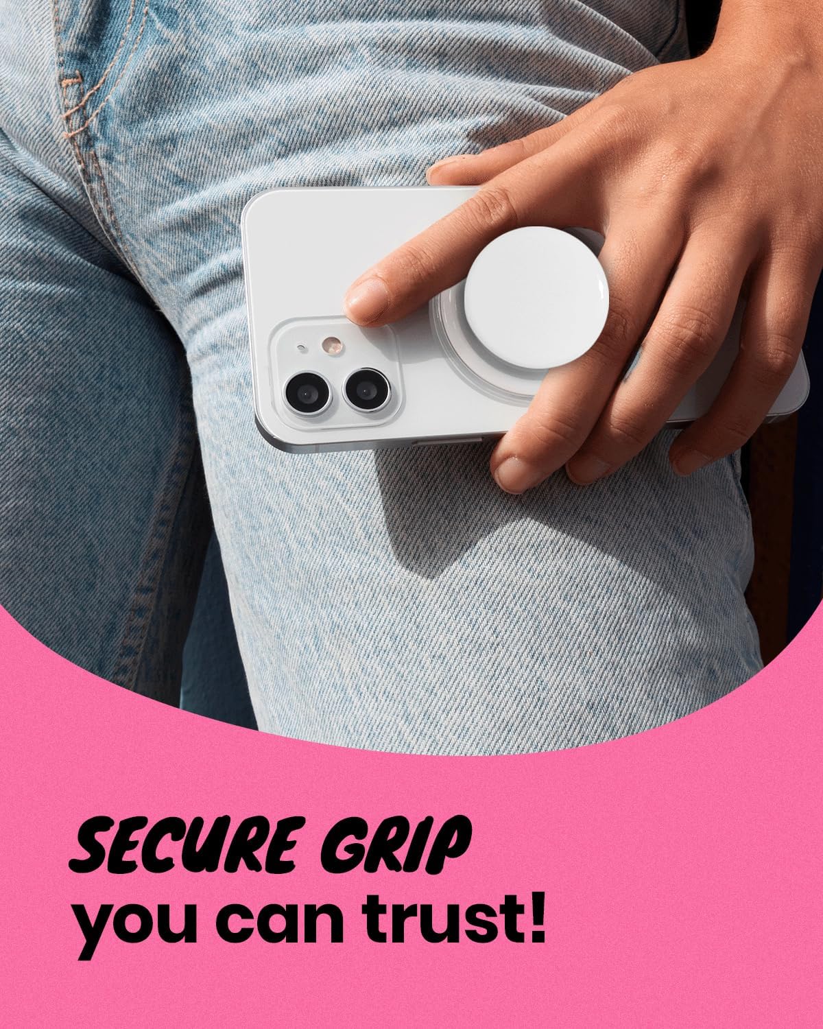 OnTheGrip Cute Solid Macaron Color Round Shape Collapsible Mobile Phone Grip Stand Holder for Smartphone Tablet Cell Phone Accessory (White)