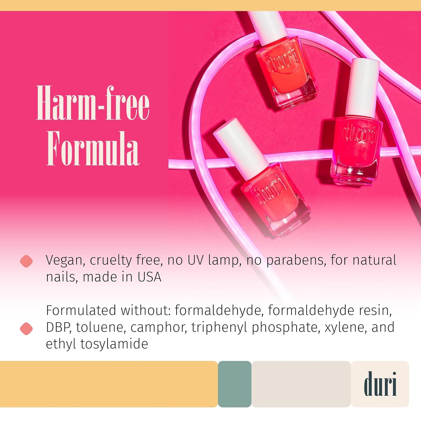 duri 161N Eruption Nail Polish, Neon Red Matte Finish, Full Coverage, Lasting, 0.45 Fl Oz