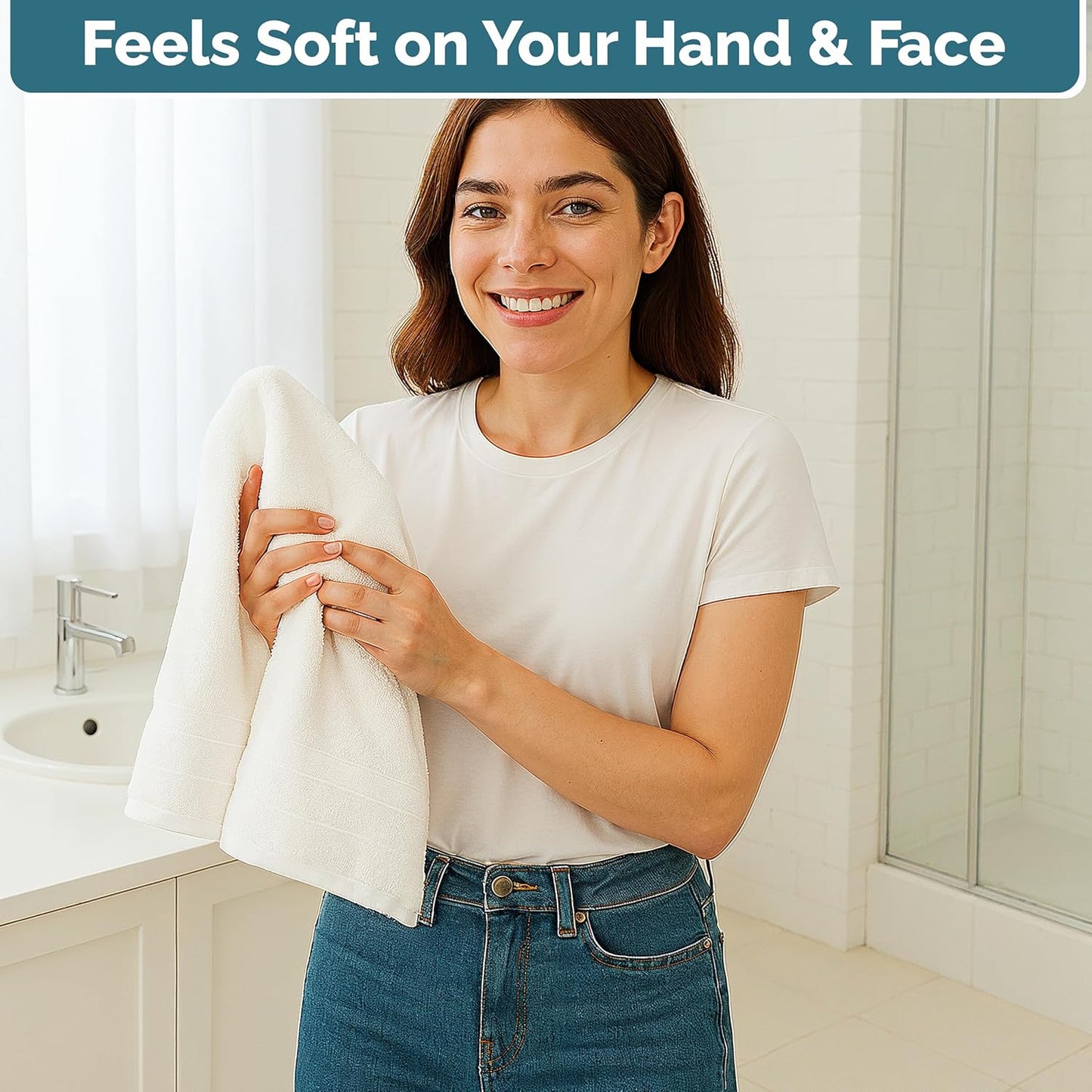 Casa Platino 6 Pack Hand Towels (16"x28") - Spa & Hotel Quality - 100% Ring Spun Cotton - Quick Dry, Ultra Soft & Absorbent - Used for Salon, Gym, Bathroom, Beauty - Pre Shrunk - White Hand Towels Set