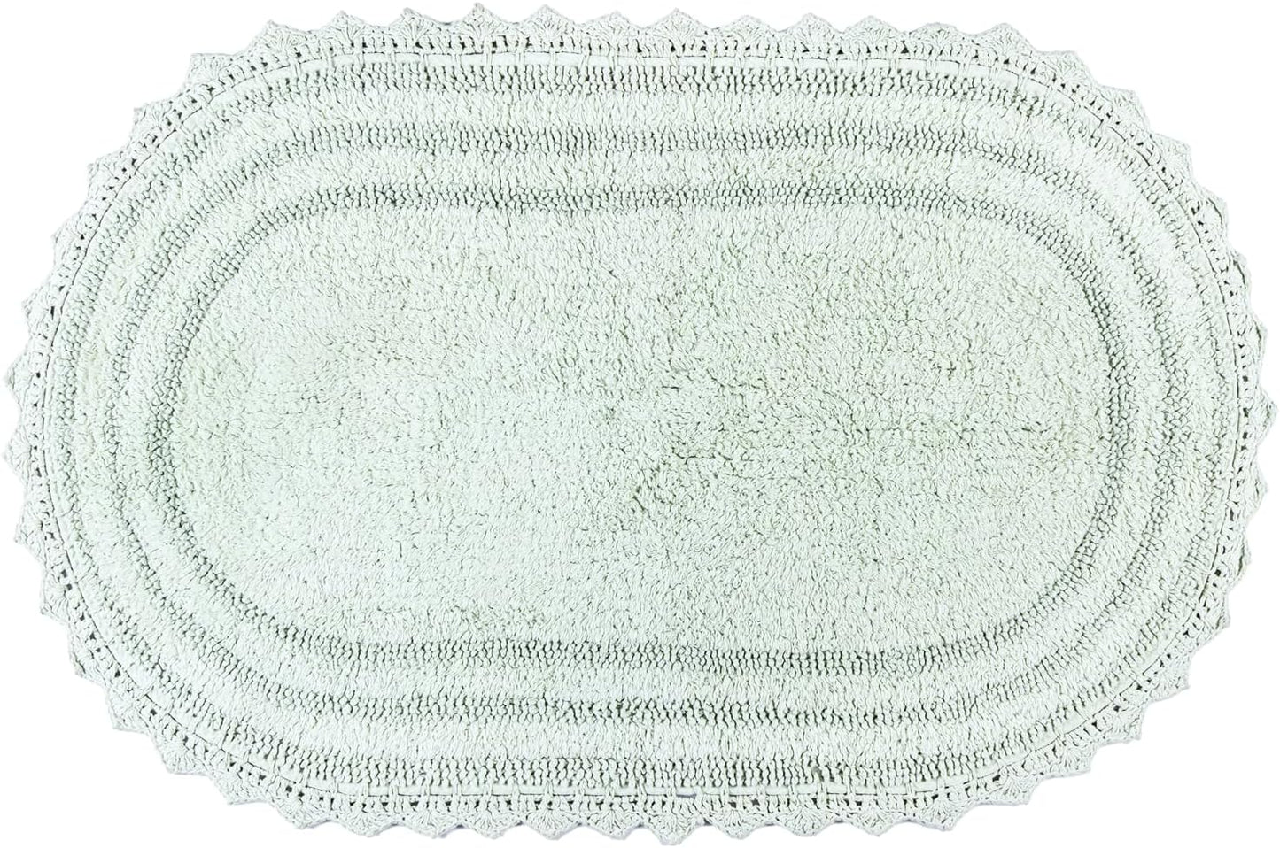 RAJRANG Bath Rug for Bathroom Kitchen Spa with Crochet Cotton Absorbent Soft Reversible Bath Mat Meadow Mist Oval 34x21 Inches