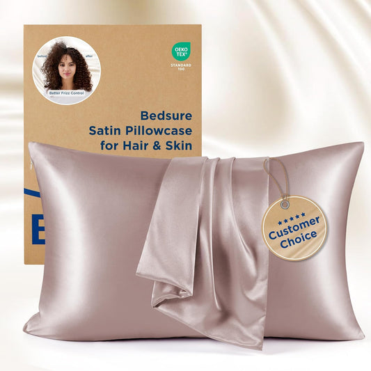 Bedsure Satin Pillowcase 2 Pack Similar to Silk Pillow Cases Standard Size, Pillow Case for Sleeping Women with Envelope Closure, Gifts for Women Men, Dusty Rose, 20x26 Inches, 2pcs