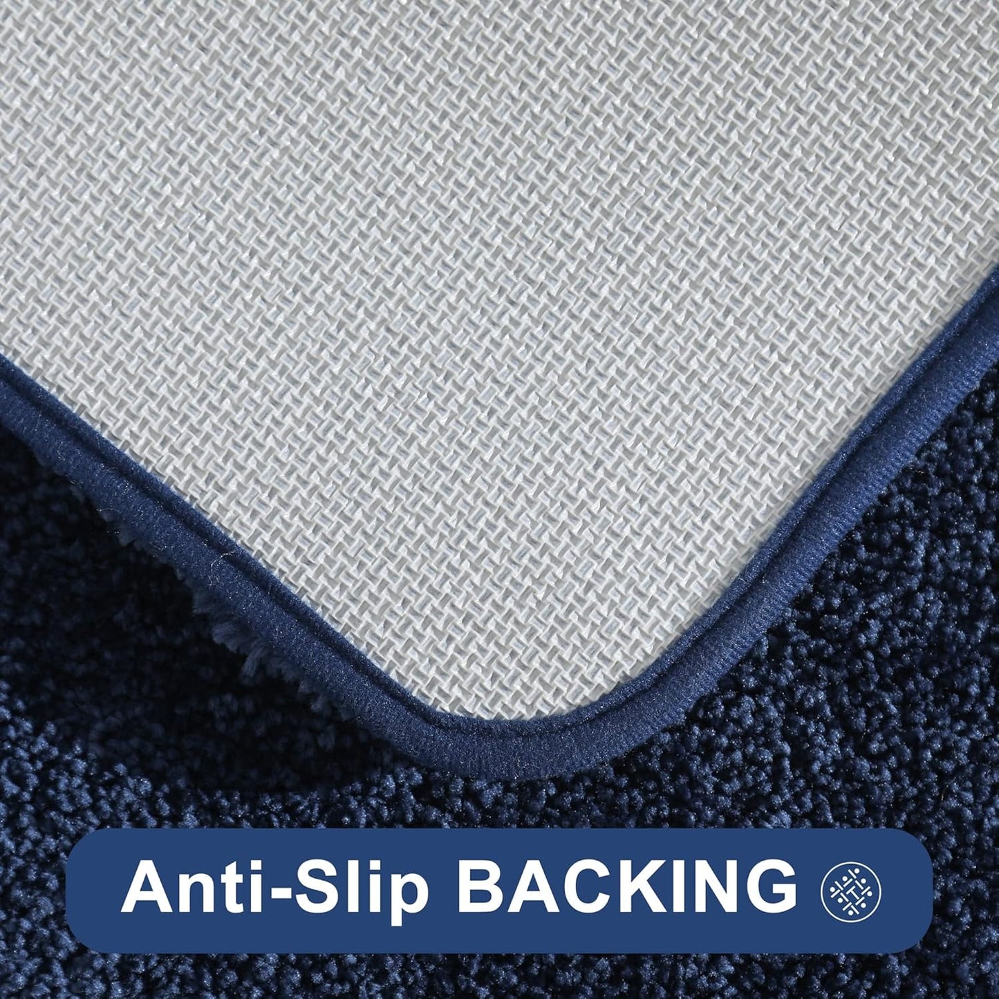 COSY HOMEER Extra Thick Bath Rugs for Bathroom - Anti-Slip Bath Mats Soft Plush Yarn Shaggy 100% Strong Mirco Polyeste Mat Living Room Bedroom Mat Floor Water Absorbent(Navy,16x24 - Inches)