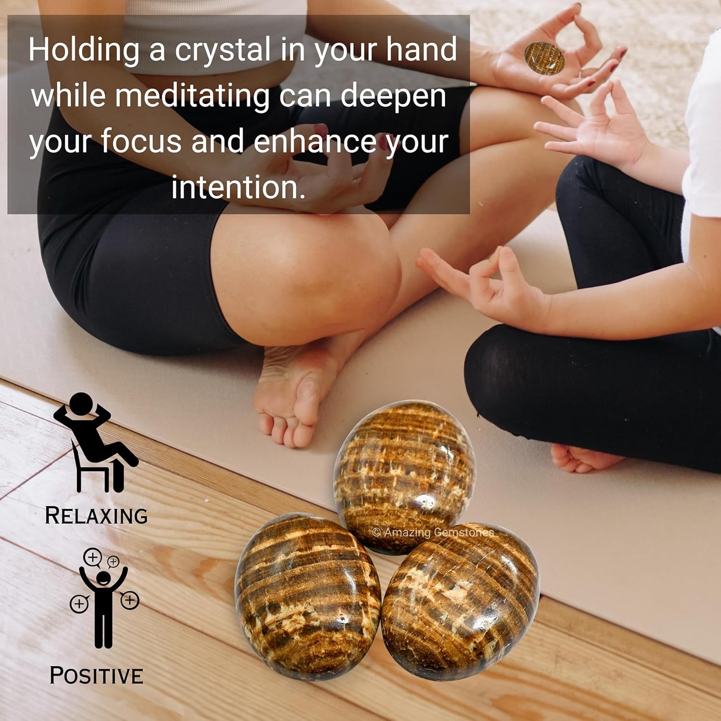 Amazing Gemstone Aragonite Crystals and Healing Stones - Large Palm Stone Crystals Piedra - Crystal for Good Luck, Balanced Positive Energy, Meditation - Unique Stocking Stuffers Gifts for Women, Men