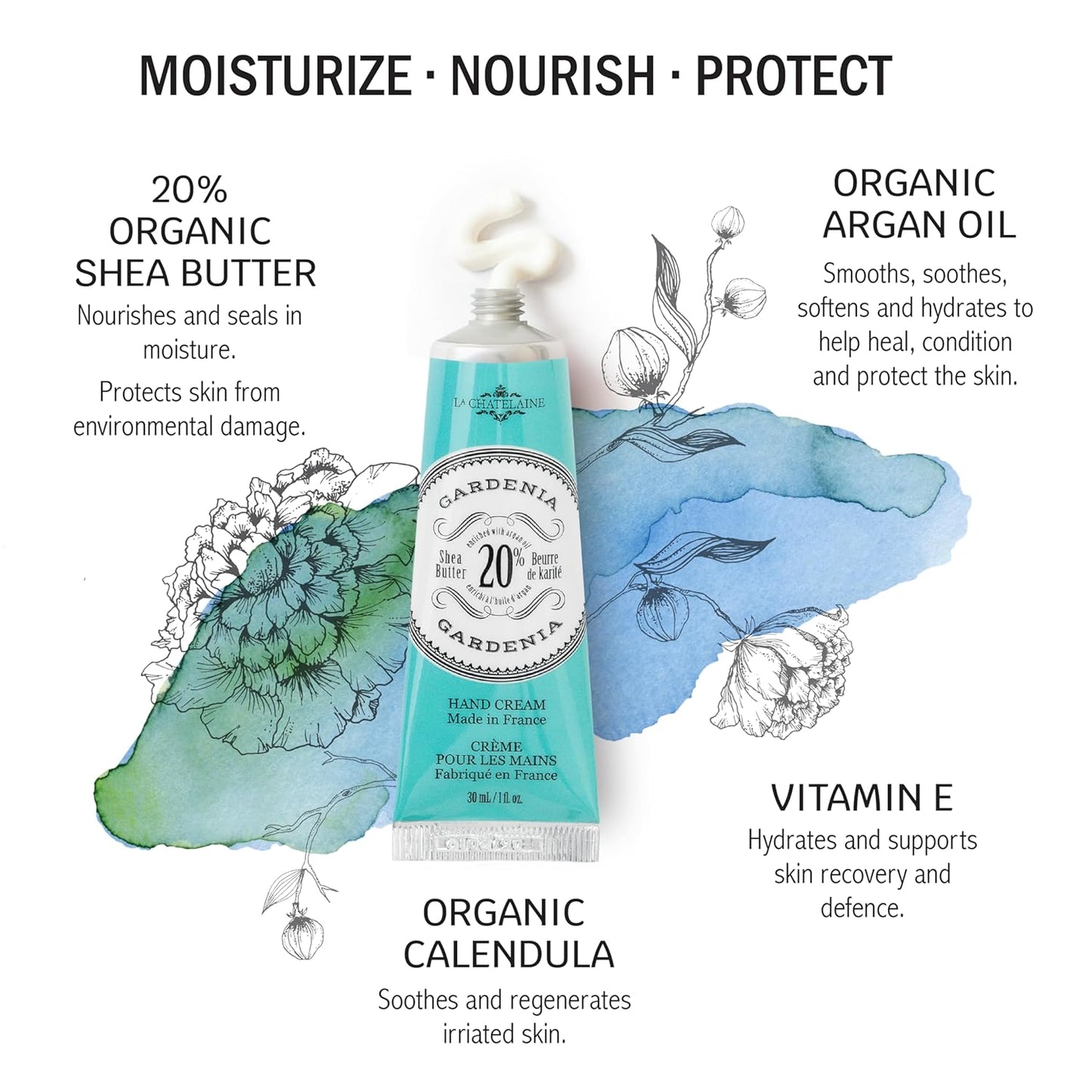 La Chatelaine Hand Cream Trio Tin Gift Set, Natural Hand Lotion, Made in France with 20% Organic Shea Butter, Moisturizing (Gardenia, White Grapefruit, Citrus Fizz) 3 x 1 fl.