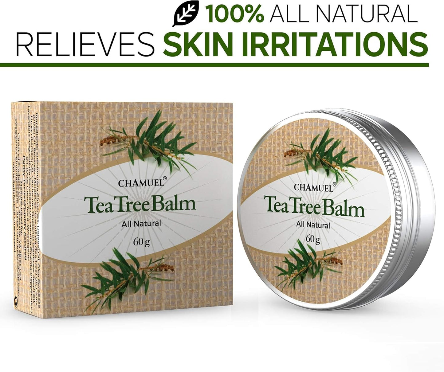 Tea Tree Oil Balm- All Natural | Great Cream for Soothing Eczema, Cracked Foot, Rashes, Jock Itch, Bug Bites, Folliculitis, Acne, Itchy Skin, Cuticles, Psoriasis, Saddle Sores- For Women & Men, 2-Pack