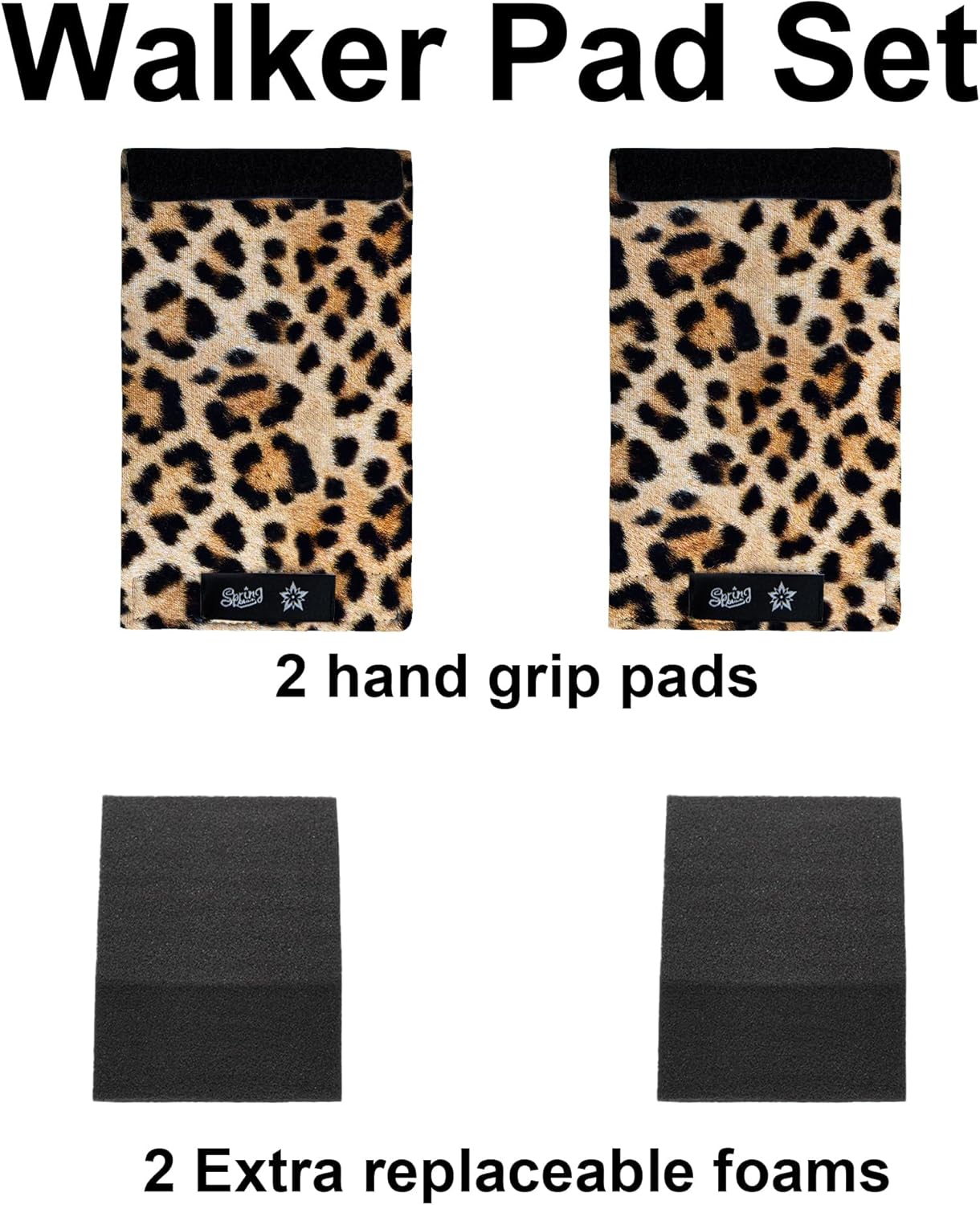 Universal Walker Hand Grip Padded Covers Non-Slip Cushion Foam for Folding Wheelchair Rollator Crutch Handle Pads 2-Pack Leopard