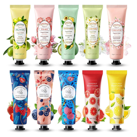 10 Pack Hand Cream Set,Moisturizing Mini Hand Lotion,Travel Size Hand Cream for Women,Bulk Hand Lotions for Dry Cracked Hands,Hydrating Moisturizer for Birthday Gifts and Christmas Gifts