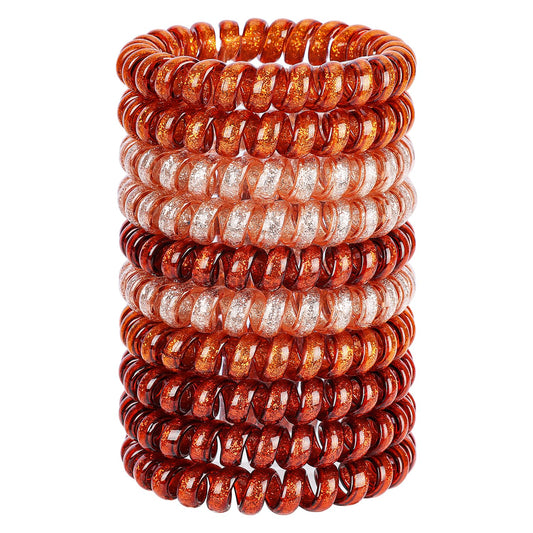 JessLab Spiral Hair Ties for Women, 10-Pack Traceless No-Damage Ponytail Holders, Coils Hair Bands for Girls, Assorted Colors