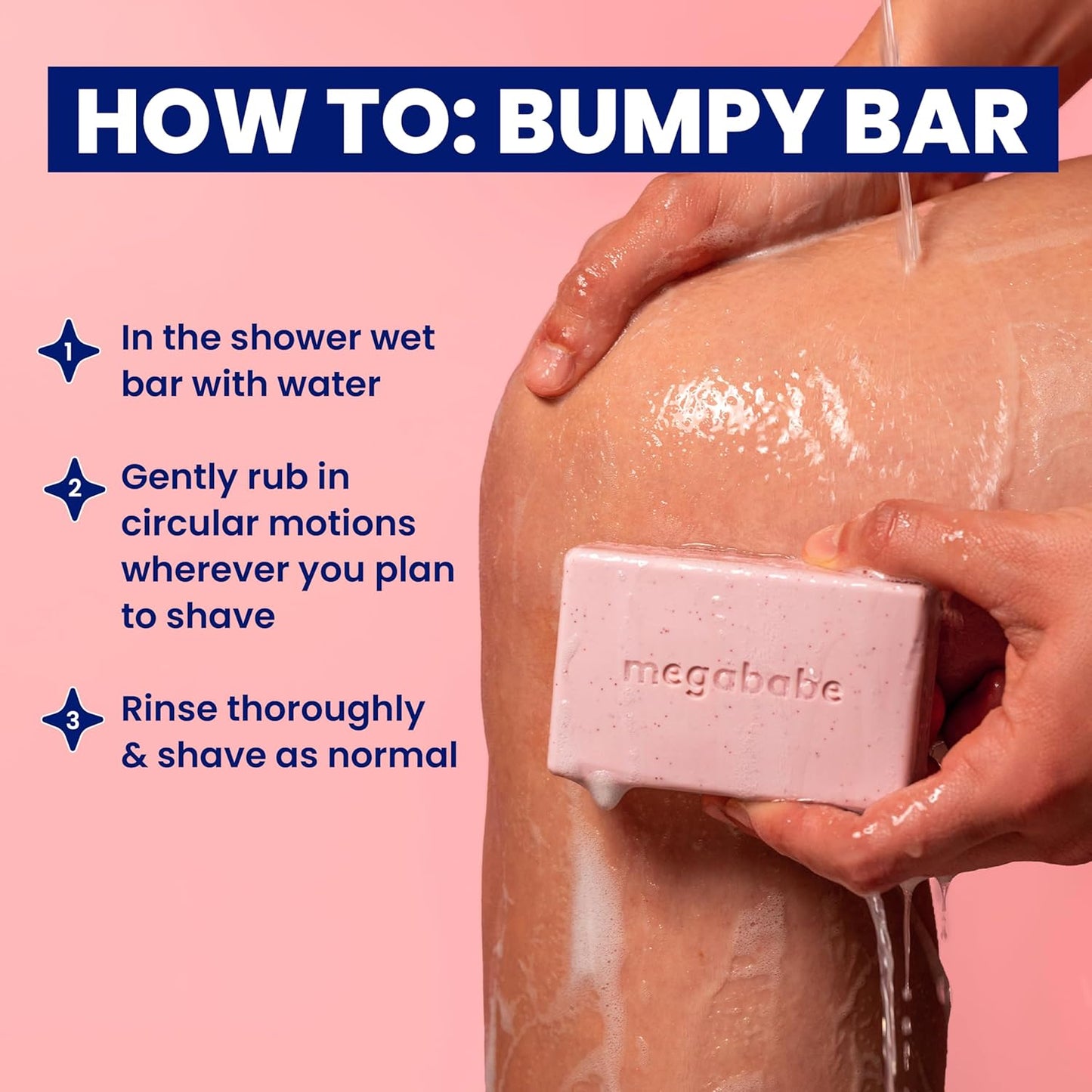 Megababe Bumpy Bar | Pre-Shave Exfoliating Scrub | with Shea Butter, Strawberry Fruit Extract & Ceramides | 4.5 oz