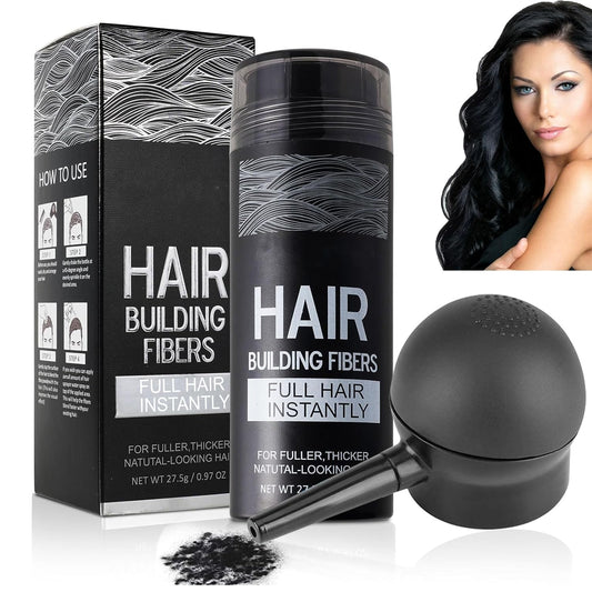 Hair Building Fibers for Thinning Hair with Spray Applicator Pump Nozzle, Natural Keratin & Undetectable, Instantly Fuller, Thicker Look, Conceals Hair Loss in Seconds, Hair Powder for Women & Men