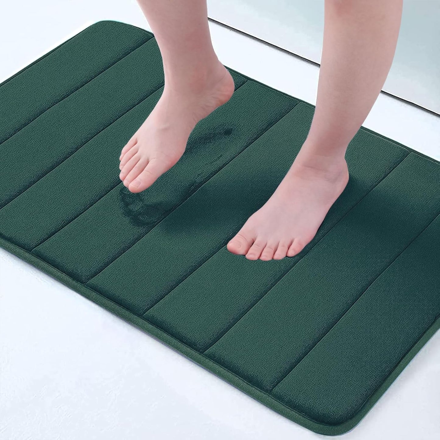 Buganda Memory Foam Bath Mat, 30" x 20", Ultra Soft and Non-Slip Bathroom Rugs, Water Absorbent and Machine Washable Bath Rug for Bathroom, Shower, and Tub, Dark Green