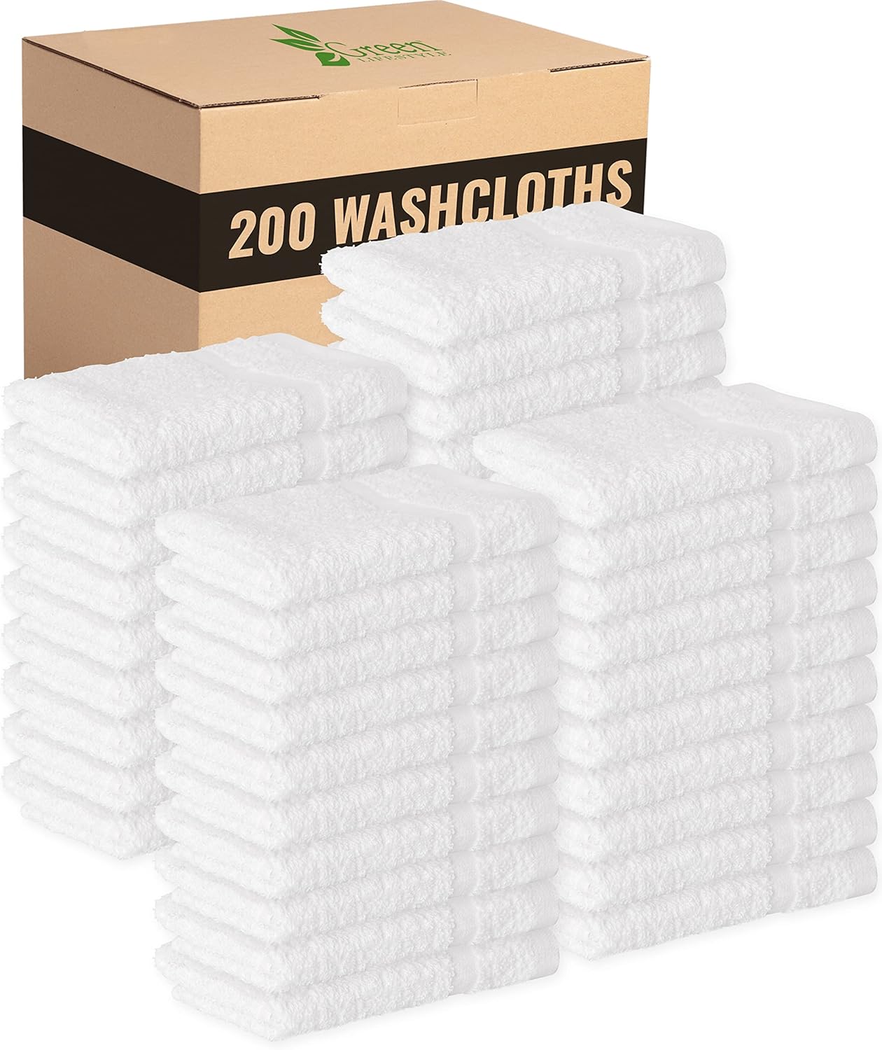 GREEN LIFESTYLE 12x12 Cotton Washcloths - 200 Pack Sets